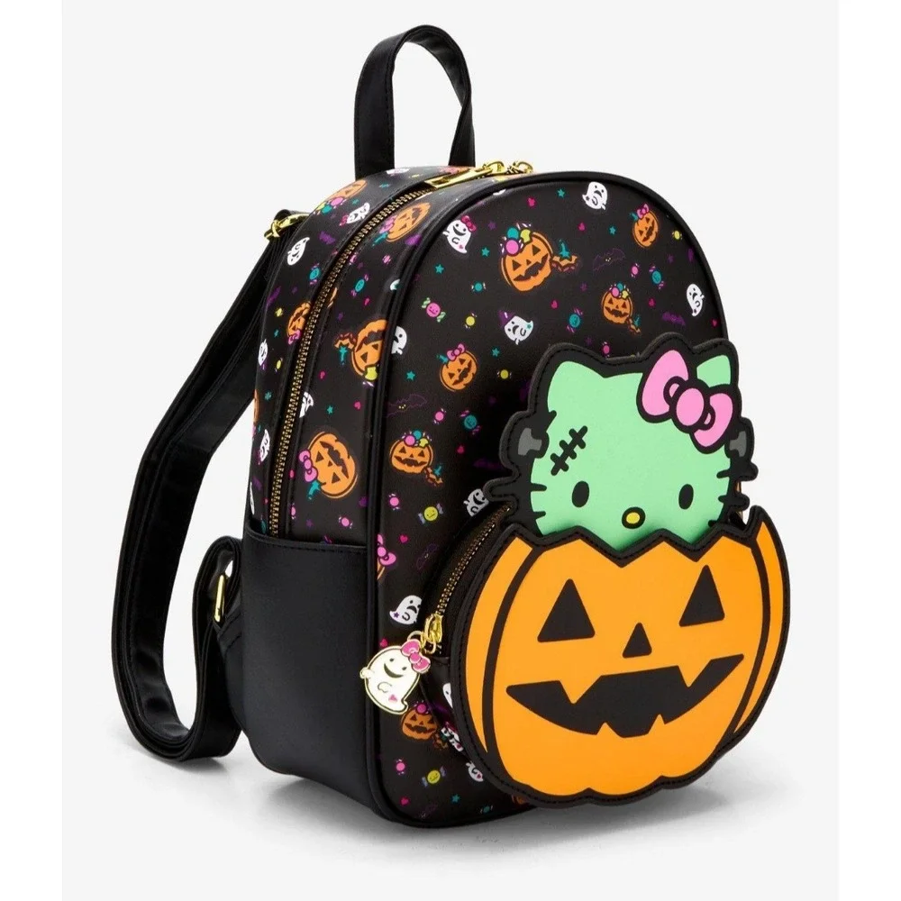 NEW! Her Universe Hello Kitty Zombie Pumpkin Glow-In-The-Dark‎ Backpack & WALLET